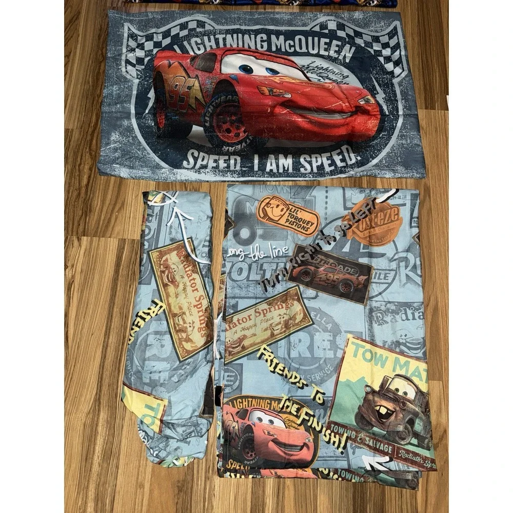 Disney Pixar CARS Road Trip Twin Fitted & Flat bed Sheet Pillow Case NEW VTG Y2K